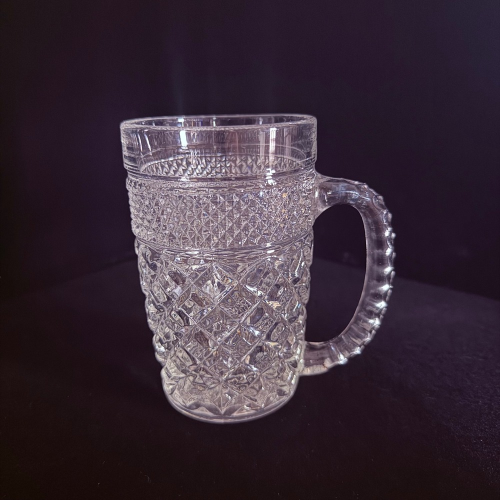 Anchor Hocking Wexford pattern beer mug with diamond and hobnail design.